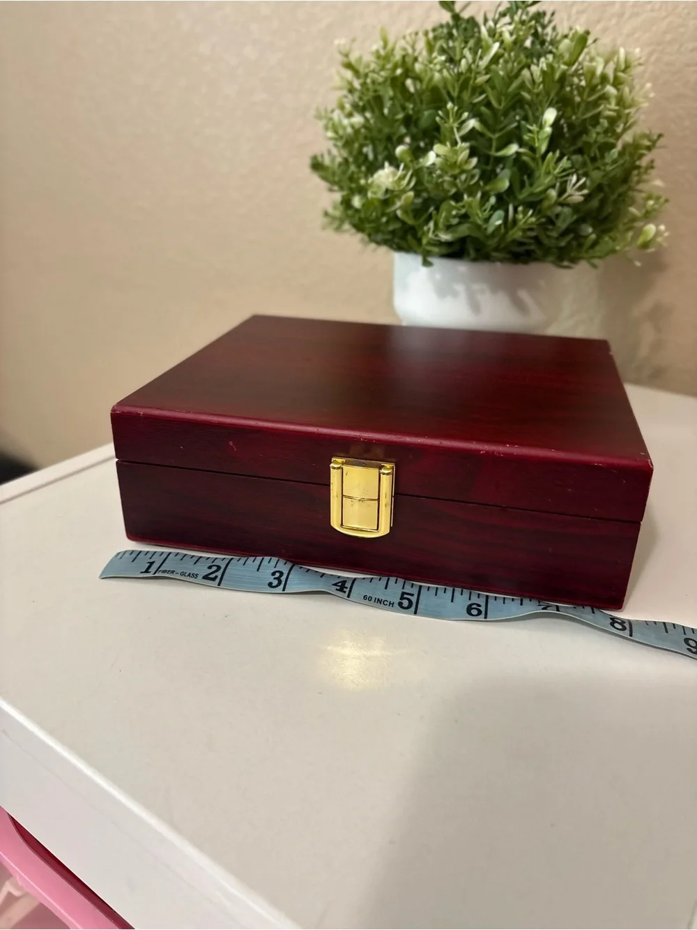 Vintage Wooden Keepsake Box Mahogany Jewelry Storage Chest Velvet Lined